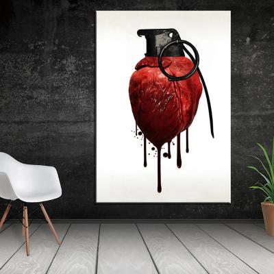 China Waterproof Red Circles Modern Abstract Painting Canvas Prints Office Poster For Living Room Home Decor for sale