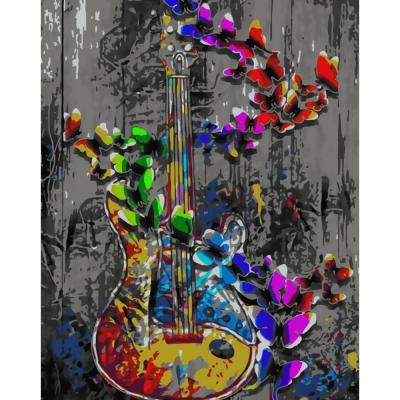 China Home Decorations DIY Painting By Numbers Guitar Musical Picture By Numbers For Adults Wall Art Decors Hand Painted Diy Acrylic Gift for sale