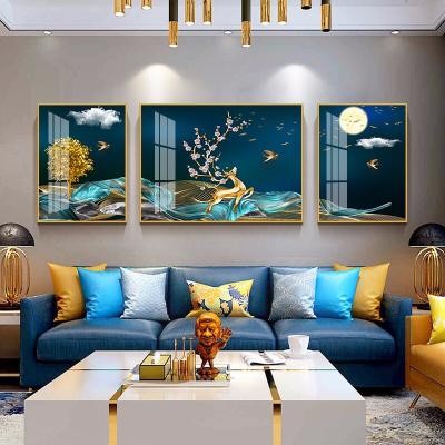 China Waterproof custom resin decorate hotel project view porcelain on deer 5d porcelain acrylic crystal painting for sale