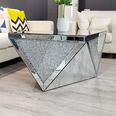 China K.D Guangdong Manufacturer Crushed Diamonds Top Mirrored Coffee Table for sale