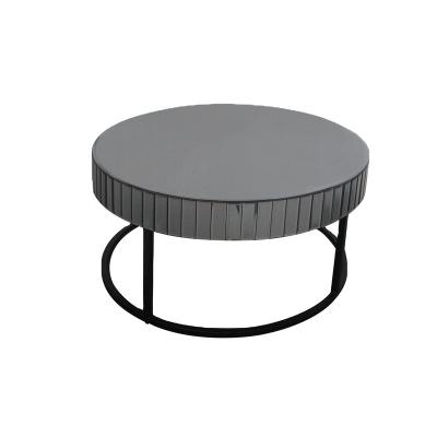 China European Adjustable Gray Luxury Living Room Furniture Gray Metal Black Mirror Coffee Table Coffee Table (Other) for sale