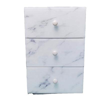 China Asembly Bedroom Modern Style White Marble Glass Bedside Table for sale