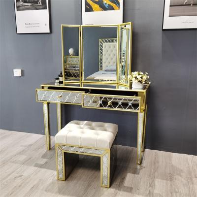 China Hot Sale Modern Design Contemporary Drawers Crushed Diamond Mirrored Dresser Table for sale