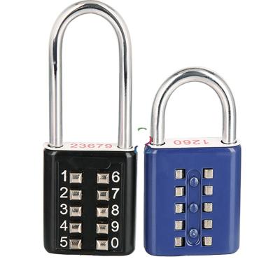 China Zinc Alloy Button Code Padlock Lock 10 Digits Combination Lock for sale