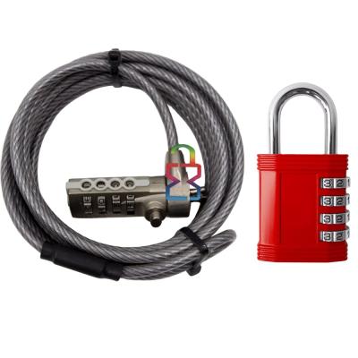 China Zinc Alloy Computer Locks Cable Lock Kit with Portable 3 Dial Combination Laptop Keyless Lock Padlock for sale