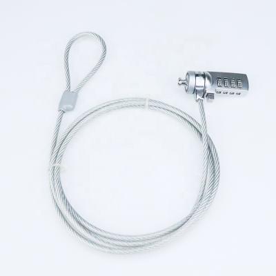 China Walk Around 1.2m/1.5m/1.8m Steel Clear PVC Cable Laptop Security Lock With Wrapped Keyless Lock In Silver Color for sale