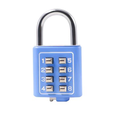 China Security XMM-8030 Zinc Alloy 6/8/10 Digits Push Button Combination Travel Security Code Keyless Blind Padlock for sale