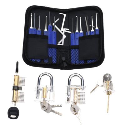 China Locksmith Tool Kit For Car XMM-8810 Titanium Steel 24 Pcs Unlocking Locksmith Tool Pick Set Transparent Padlock For Beginners Training Skill Picking Tool for sale