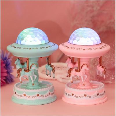 China Idyllic Creative Women's Valentine's Day Birthday Gifts Star Projection Light Carousel Music Box for sale