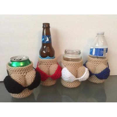 China Beer Thermal Creative Holder Cover Cup Cover Beverage Wool Beer Can Cooler Knitting Bag for sale