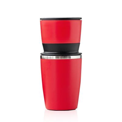 China WITH LID Flow Device Stainless Steel Drip Coffee Maker Portable Grinding Mug With 2 Ply Coffee Filter for sale