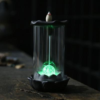 China Creative Indian Incense Lotus Leaf Home Office Decoration Lantern Moon Lamp Backflow Censer for sale