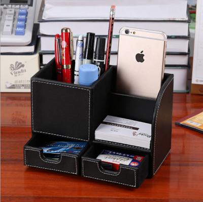 China Luxury Leather Office Organizer Desk Accessories PU Desk Organizer for sale