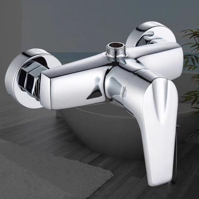 China Without Slide Bar Chrome Plated Wall Mounted Bathroom Mixer Tap Copper Control Valve Shower Mixing Faucet Concealed Faucet for sale