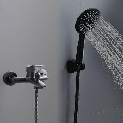 China New Black Finish Shower Sliding Bar Faucet Wall Mounted Bathroom Tub Handheld Shower Faucet Mixer Tap For ANC Hot Cold Water for sale