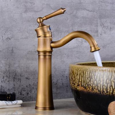 China Modern Single Handle Antique Brass Basin Vanity Sink Faucet Color Bathroom Mixer Deck Mounted Hot And Cold Water Sink Faucet for sale