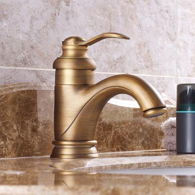 China Modern Single Handle Antique Brass Basin Vanity Sink Faucet Color Bathroom Mixer Deck Mounted Hot And Cold Water Sink Faucet for sale