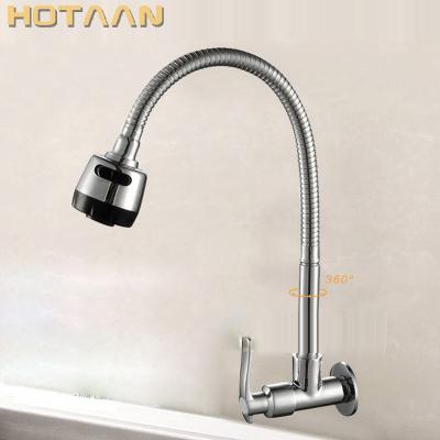 China Modern Kitchen Faucet 360 Degree Rotation Water Mixer Tap Single Cold Water Kitchen Zinc Alloy Wall Mounted Faucet for sale