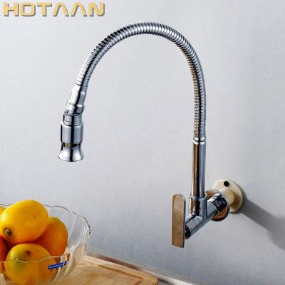 China Modern Kitchen Faucet 360 Degree Rotation Water Mixer Tap Water Kitchen Single Cold Brass Material Wall Mounted Faucet for sale