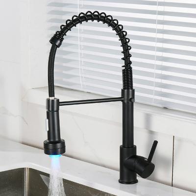 China Modern Wall Mounted Spring Pull Down Kitchen Faucet Dual Outlet Springs 360 Swivel Handheld Shower Kitchen Mixer Crane Hot Cold Taps for sale