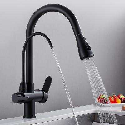 China Modern Single Hole Filter Kitchen Faucet Drinking Water Chrome Plated Hot And Cold Pure Water Sinks Deck Mounted Copper Mixer Tap for sale