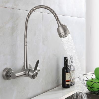 China Modern SUS 304 Stainless Steel Kitchen Faucet Single Outlet Springs Handheld Mixer Crane Hot Cold Taps 360 Swivel Shower Kitchen for sale