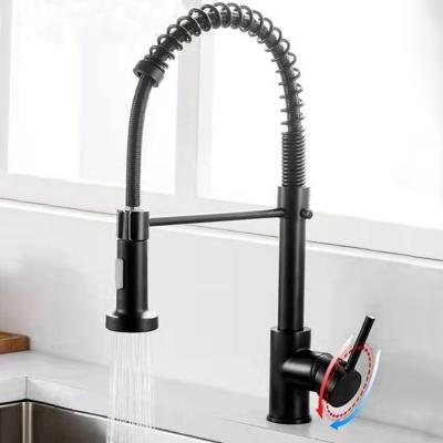 China Modern Wall Mounted Spring Pull Down Kitchen Faucet Dual Outlet Springs 360 Swivel Handheld Shower Kitchen Mixer Crane Hot Cold Taps for sale