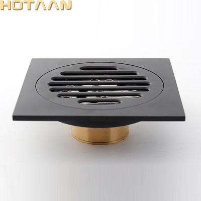 China Modern Brass Floor 10cm Square Floor Shower Matte Black Bathtub Shower Drainer Anti-odor Drain Waste Grate Floor Drain for sale