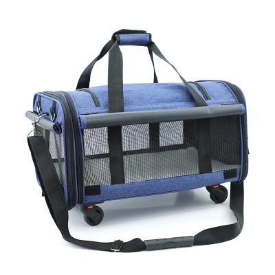 China Sustainable Pet Travel Carrier Wheel Pet Carrier For Dogs Cat Carrier Bag for sale