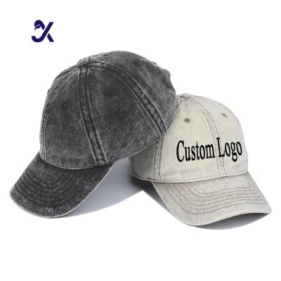 China COMMON JX Custom Vintage Washed Distressed Baseball Cap Adjustable Classic Retro Low Profile Twill Plain Cotton Dad Hat For Men Women for sale