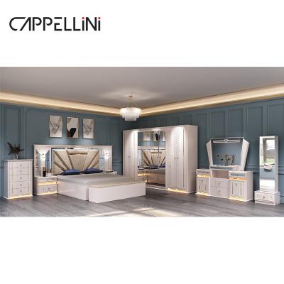 China Diseño moderno Cuadro de madera Doble King Size Luxury Bed Set Casa Clásica Luxury Madera Mdf Completo conjunto de dormitorio Muebles en venta