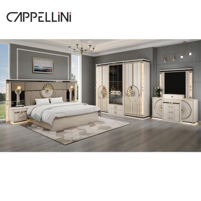 China Modern Luxury Wood King Size Leather Bed Sets Double Master Room Home Queen Full Mdf Wooden Bedroom Furniture Set for sale