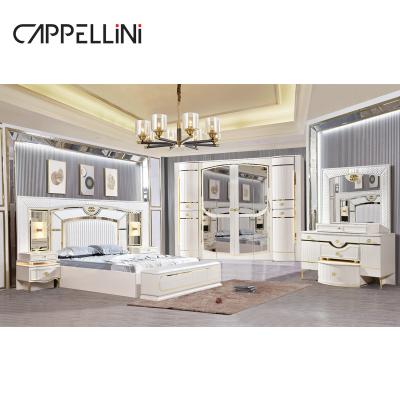 China Casa Blanca de madera de cuero Queen Bed Set Villa Master Room Madera King Size Mdf Moderno de lujo conjunto de dormitorio completo Muebles en venta