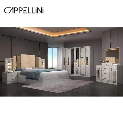 China Cheap Modern Leather Headboard Queen Size Bed Home Apartment Double Master Room Wooden Full King Bedroom Furniture Set for sale