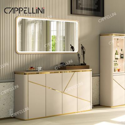 China Luxus modernes Holz Lager Wohnzimmer Schränke Wohnmöbel Esszimmer Buffet Holz Sideboard Schrank mit Spiegel zu verkaufen