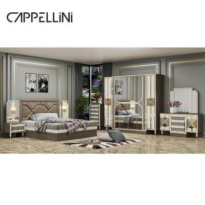 China Billiges modernes Holzrahmen Doppel Kingsize Lederbett Lederkopfteil Luxus Holzmöbel Schlafzimmer Set zu verkaufen