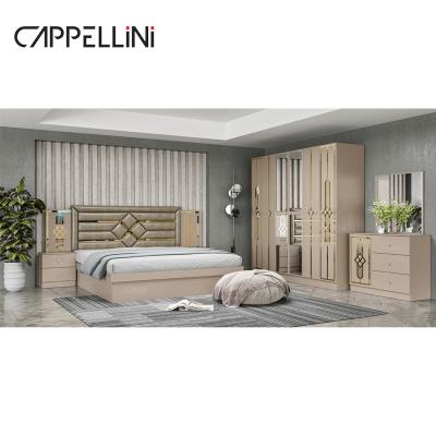 China Billiger Preis Königin Größe Holzkopfhühle Modernes Leder Bett Rom Suite Luxus King Größe Mdf Voll Schlafzimmer Möbel Set zu verkaufen