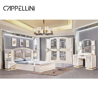 China Modern White Luxury King Size Leather Bedroom Bed Double Home Master Room Queen Wooden Full Mdf Bedroom Sets Furniture for sale