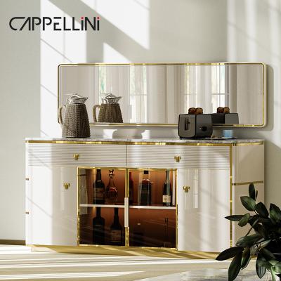 China Modern Design Kitchen Sideboard Buffet Cabinet Dining Room Home Furniture Luxury Storage Wooden Sideboard With Mirror for sale