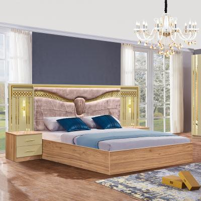 China 2025 Full King Size Wooden Turkish Bedroom Furniture Set Wood Frame Home Double Bed Cheap Luxury Bedroom Sets Furniture for sale