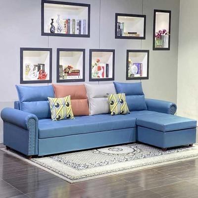 Cina copertura funzionale sezionale blu di 1.9m Sofa Bed With Chaise Fabric in vendita