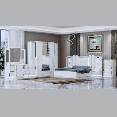 China Durable PU King Size Mirrored Bedroom Set Villa Hotel 4 Piece Living Room Set OEM for sale