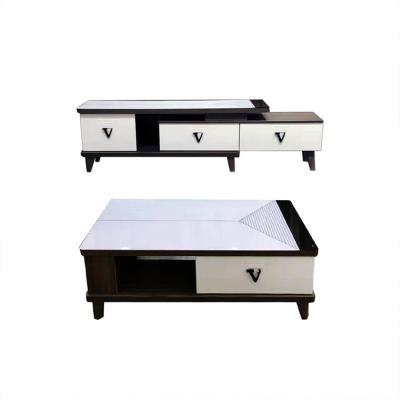 China Villa Apartment Hotel TV Stand E1 MDF Board  Glass TV Cabinet for sale