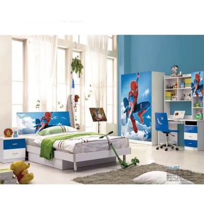 China Solid Wood Blue White Spiderman Children Bedroom Sets 2m for sale