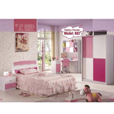 China Pink White MDF Cute Children Bedroom Sets Furniture 960mm for sale