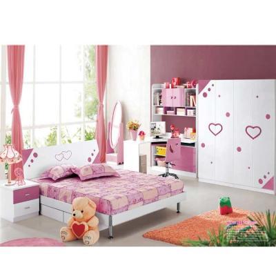 China MDF Pink Solid Wood Girls Bedroom Furniture Set CBM 0.32 for sale