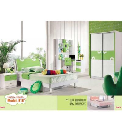 China OEM PU Children Bedroom Sets White Green Furniture Set Cabrini for sale