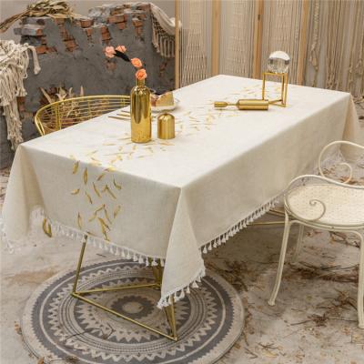 China ZhongHua Waterproof Colorful Leaves Embroidered Tablecloth Luxrios Oilcloth Tablecover for sale