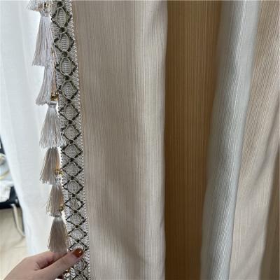 China Translucdus ZhongHua HotSale Bone Jacquard Embroidery Border Ready Made Curtain for sale