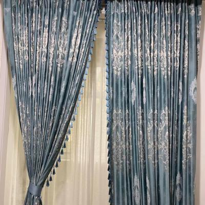 China Blackout Customized Jacquard Fabric Curtains Ready Made Hotel With Ring for sale